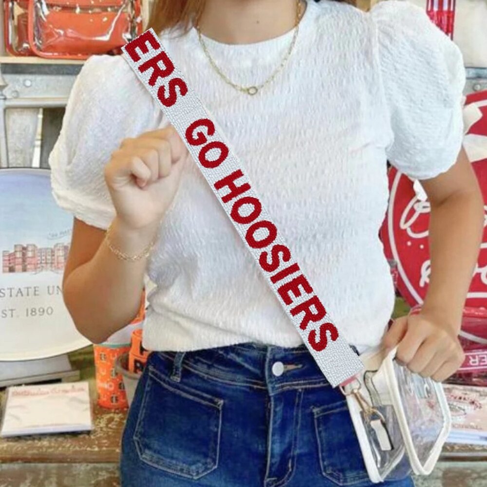 Indiana Beaded Purse Strap | IU Game Day Outfit | Go Hoosiers White Purse Strap